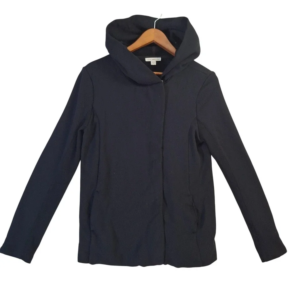James Perse Full Zip Hoodie Women's Size 2 Black Full Zip Hoodie Casual Jacket